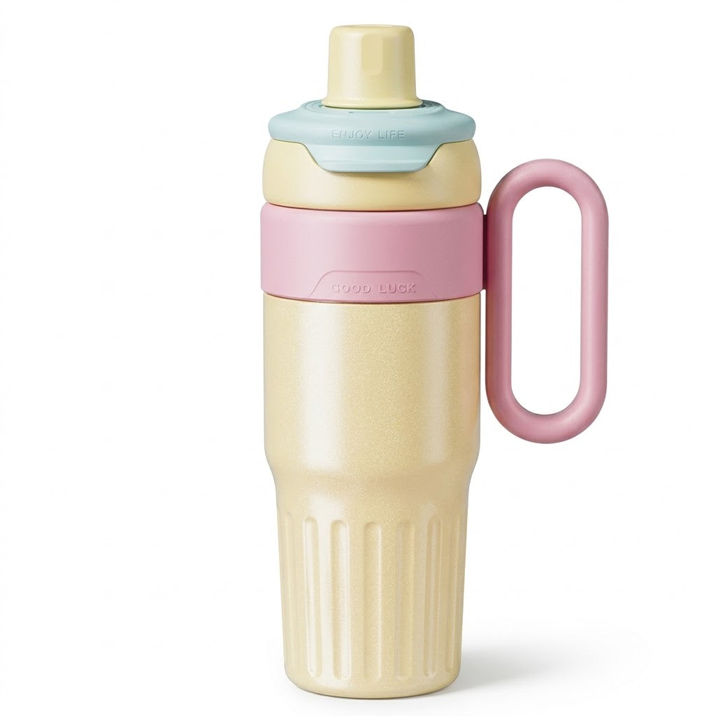 Insulated Tumbler with Straw, Lid for Sipping & Handle 780ml