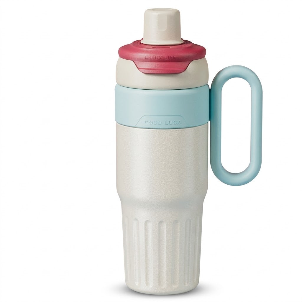 Insulated Tumbler with Straw, Lid for Sipping & Handle 780ml