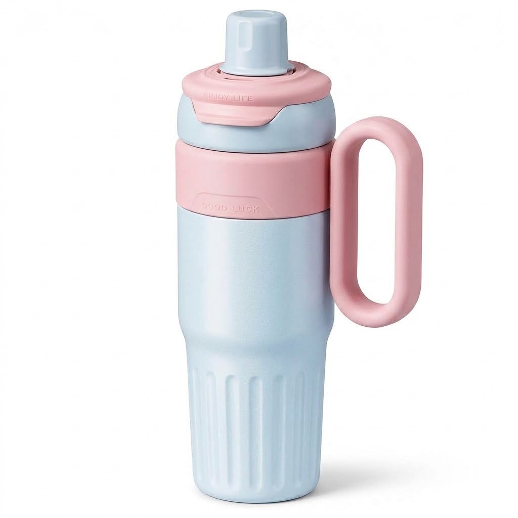 Insulated Tumbler with Straw, Lid for Sipping & Handle 780ml