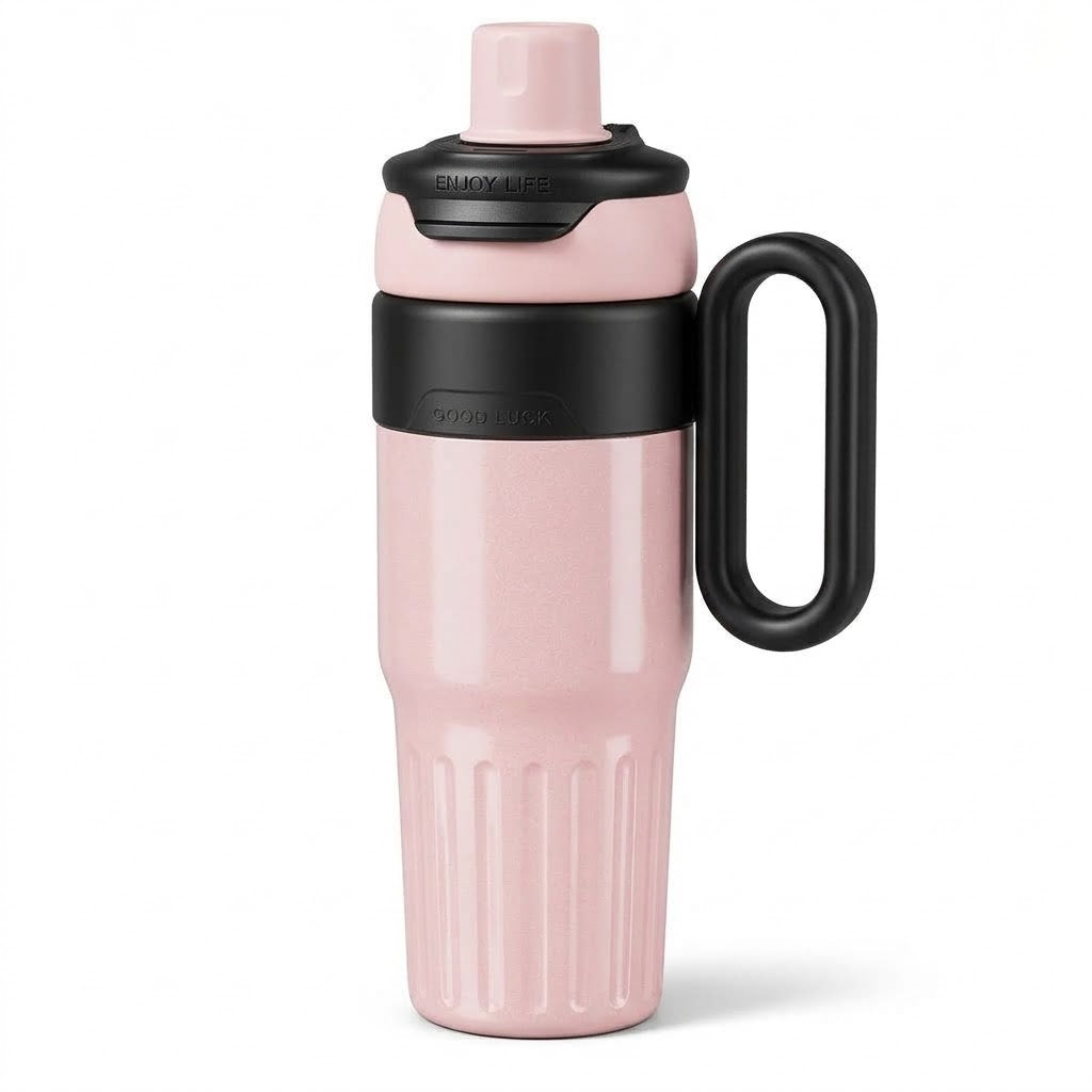 Insulated Tumbler with Straw, Lid for Sipping & Handle 780ml
