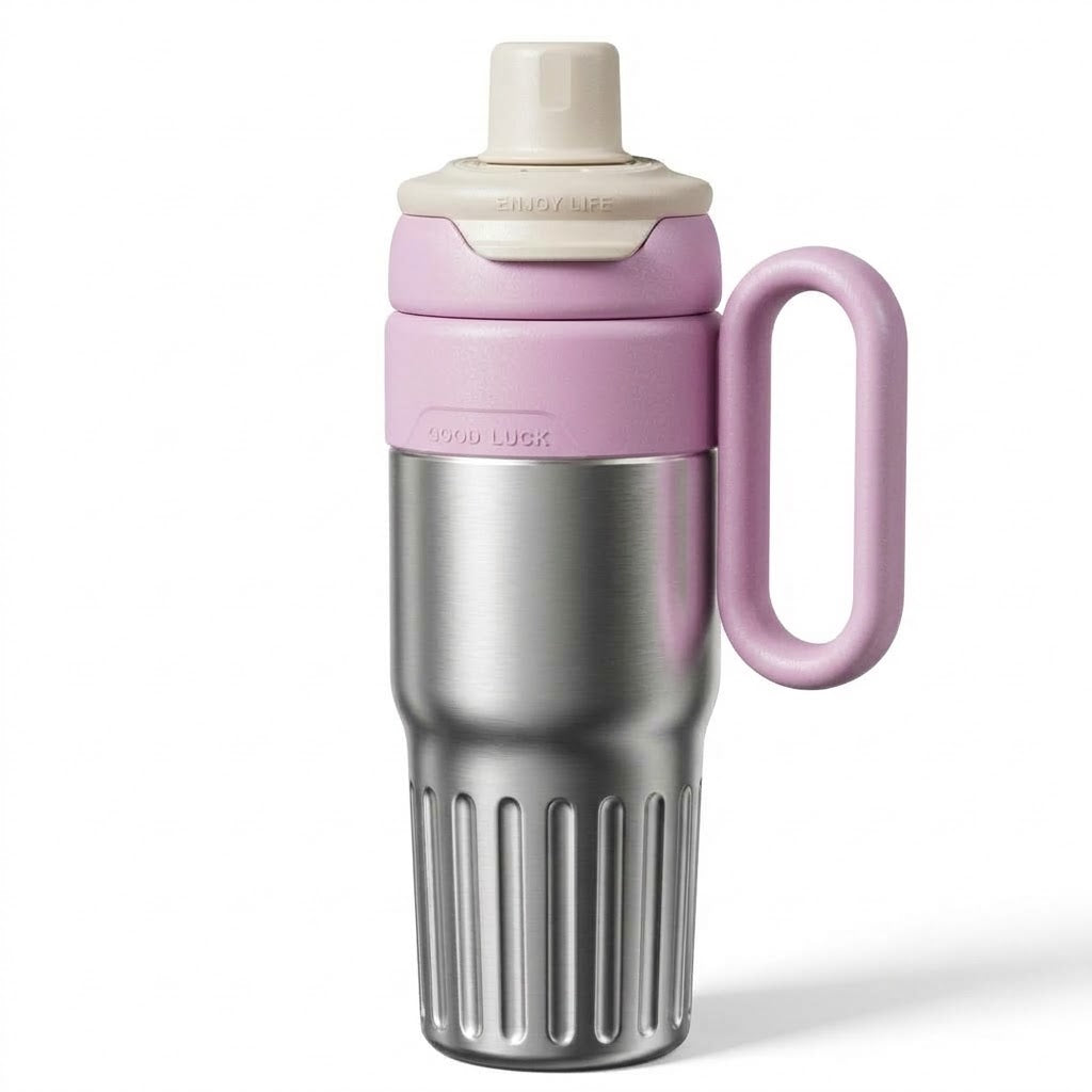 Insulated Tumbler with Straw, Lid for Sipping & Handle 780ml