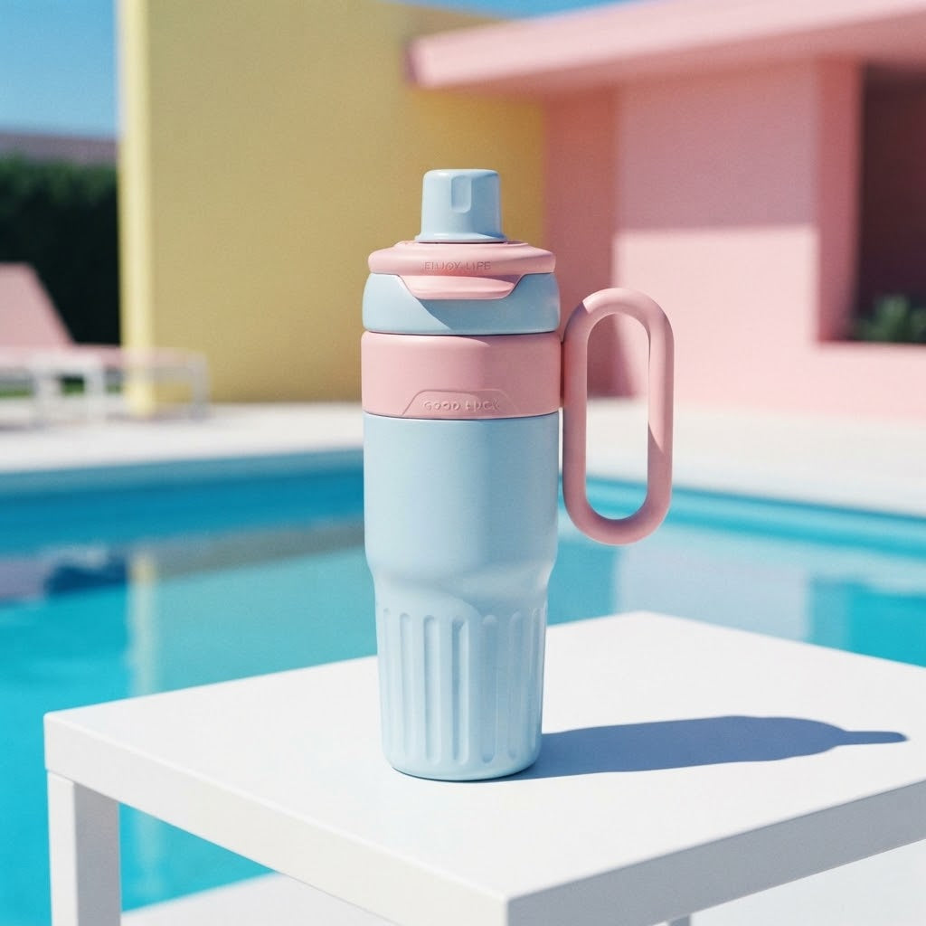 Insulated Tumbler with Straw, Lid for Sipping & Handle 780ml