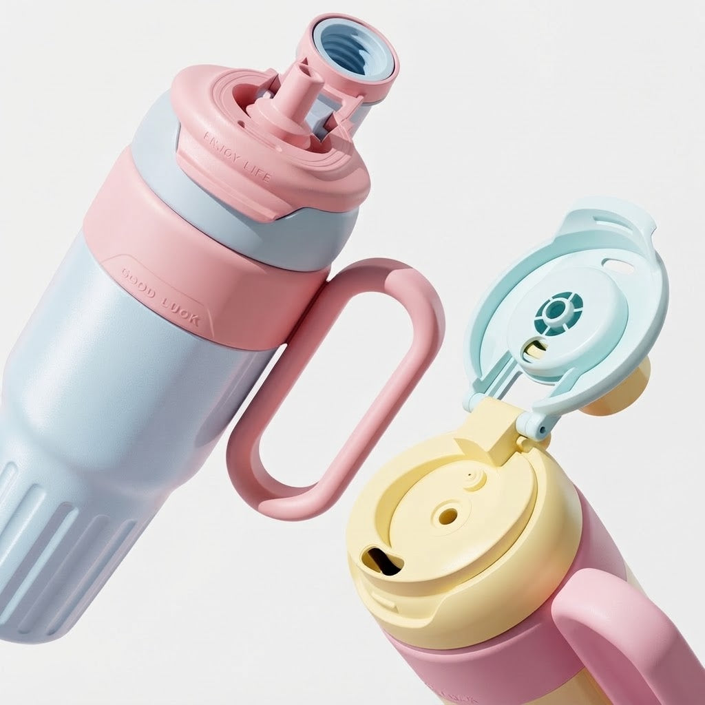 Insulated Tumbler with Straw, Lid for Sipping & Handle 780ml